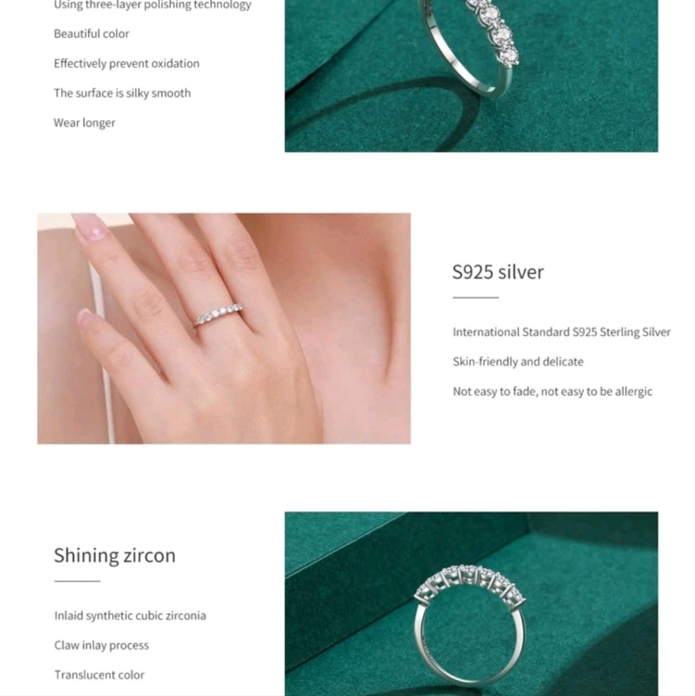 Sterling Silver Ring With Simulated Diamonds - image 3